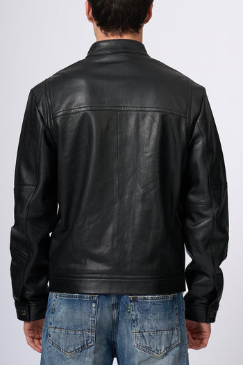 Biker in Pelle Nero Uomo - 4