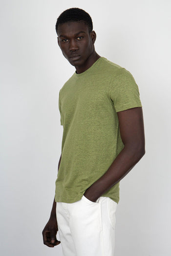 T-Shirt Girocollo Lino/Elastan Verde - 3