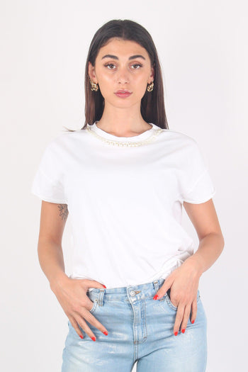 T-shirt Perle Collo Bianco - 5