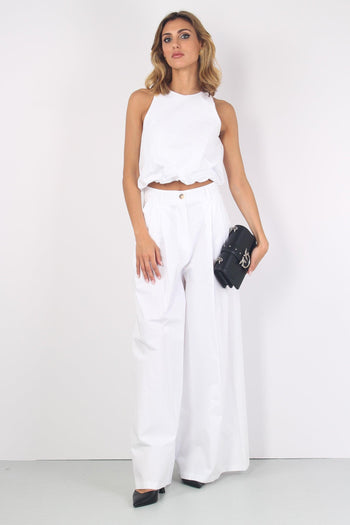 Pantalone Largo Cotone Pences Bianco - 6