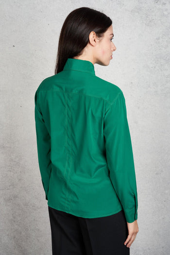 Camicia Seta Verde Donna - 5