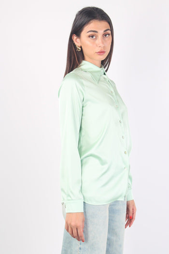 Camicia Effetto Raso Verde Acqua - 5