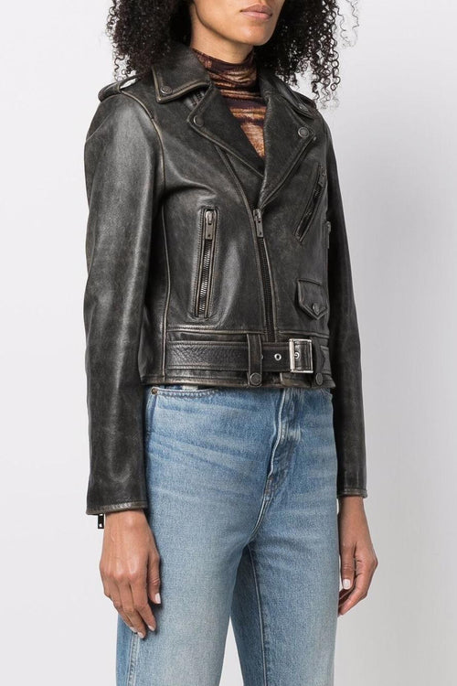 Giacca Chiodo in Pelle Nero stile biker