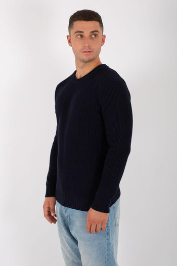 Pull Merino Fin. 7 Blu Uomo - 4