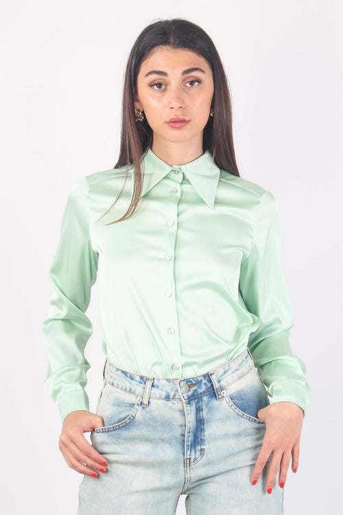 Camicia Effetto Raso Verde Acqua