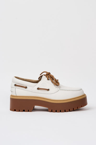 Mocassino White Full Grain Donna