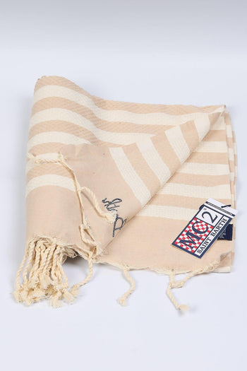 Saint Barth Telo Mare a Righe Bianco/Beige - 3