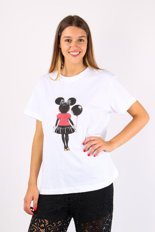 T-shirt Minnie Palloncino Bianco