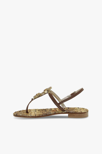 Sandalo basso - cuoio e oro Donna Sandalo basso - 3