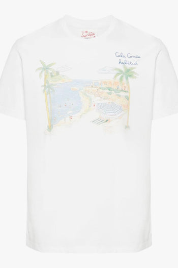 Saint Barth T-shirt Bianco Uomo Motivo Cala Comte - 5