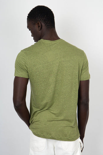 T-Shirt Girocollo Lino/Elastan Verde - 4