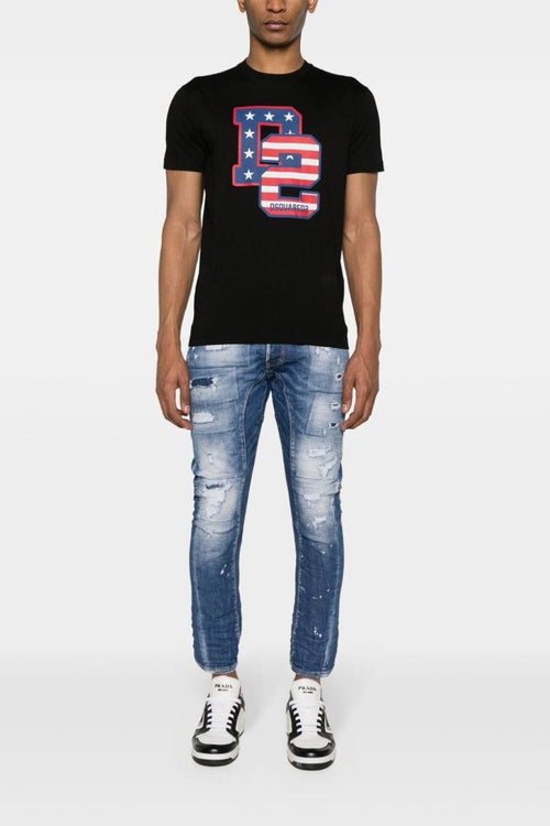 2 T-shirt Nero Uomo con stampa