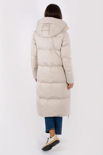 Parka Lungo Trapunt. Lana/raso Bianco Donna - 4