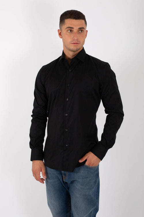 Camicia Classica Stretch Nero Uomo