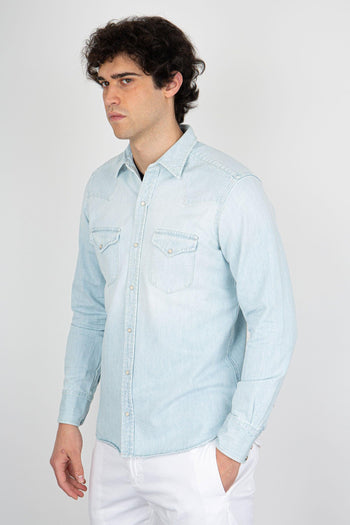 Camicia Denim Tex/j Blu Chiaro Uomo - 3