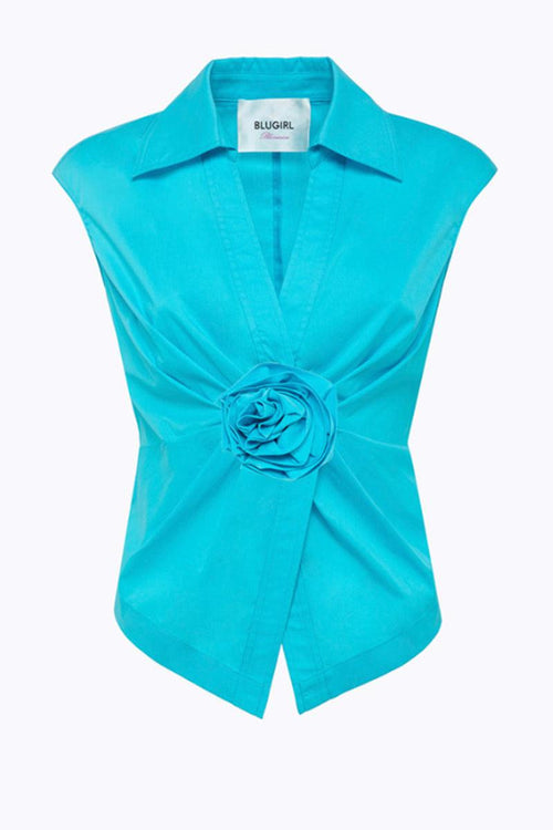 Camicia in popeline con rosa