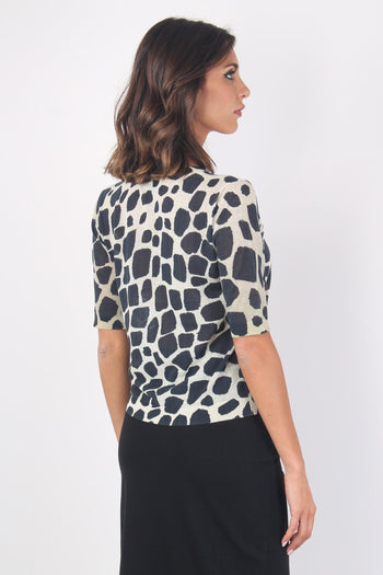 Tinatshirt Misto Lino Giraff Beige/nero - 5