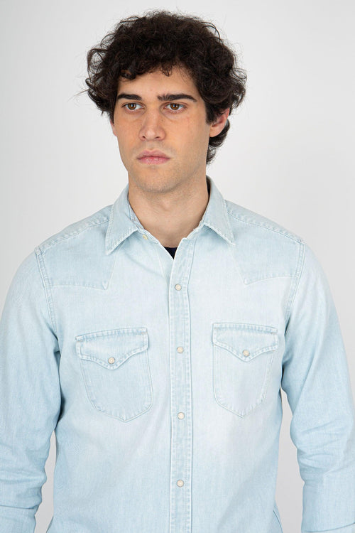 Camicia Denim Tex/j Blu Chiaro Uomo - 2