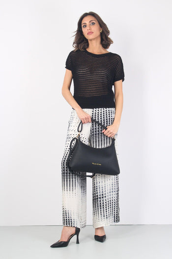 Maglia Cropped Traforata Nero - 6