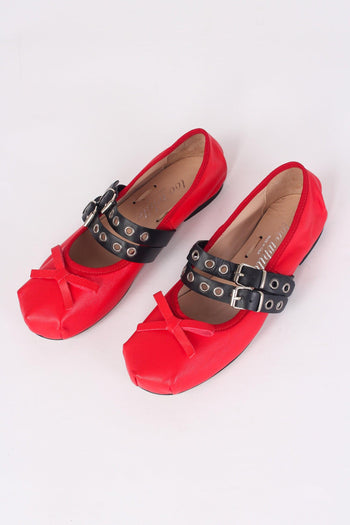 Ballerina Fibbia Borchie Vera Rosso/nero - 5