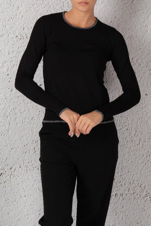 Maglia Chiusa M/l Basic Nero Donna