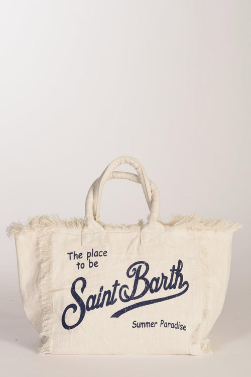 Saint Barth Borsa Stampata Bianco/blu Donna