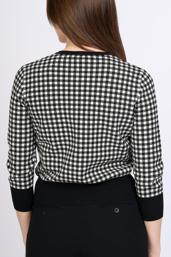 Cardigan Volto Crop Bianco/Nero Donna - 4