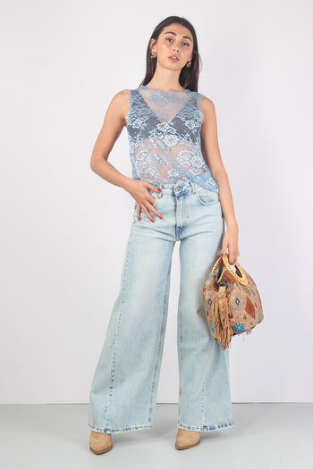 Canotta Pizzo Scavo Dietro Azzurro - 6