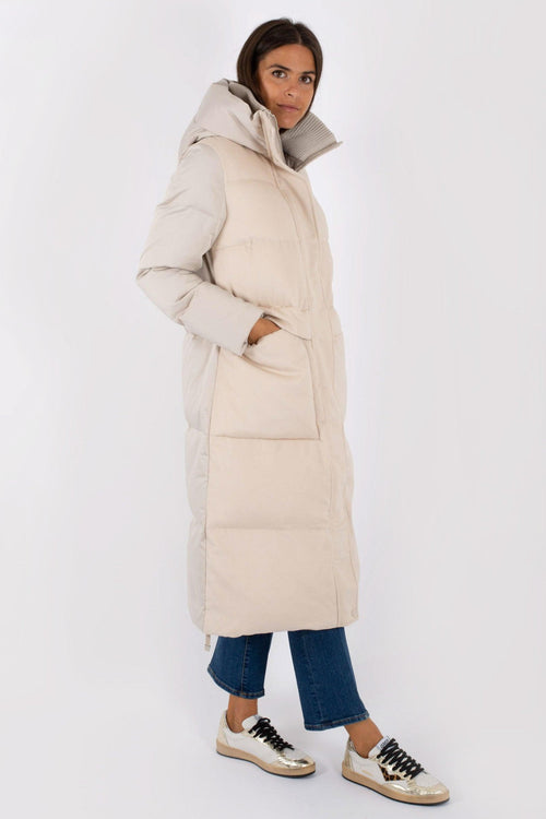 Parka Lungo Trapunt. Lana/raso Bianco Donna - 2