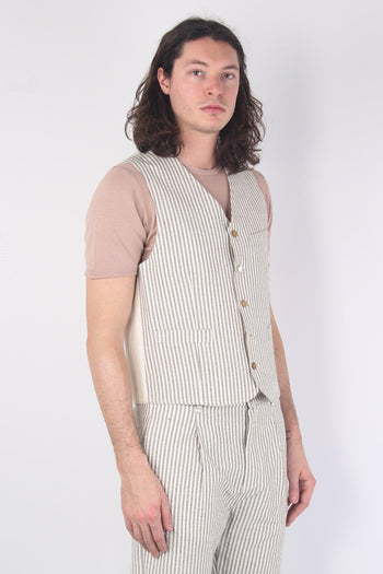 Gilet Gessato Beige/bianco - 5