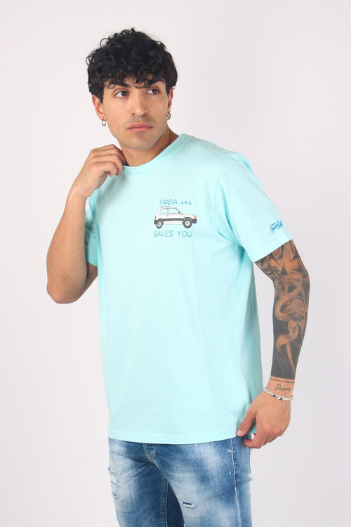 T-shirt Panda Save Azzurro