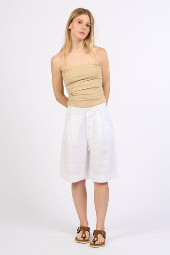 Bermuda in Lino Bianco Donna - 2