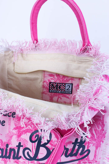 Shopping Canvas Fantasia Palme Bianco/rosa - 4