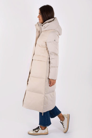 Parka Lungo Trapunt. Lana/raso Bianco Donna - 5