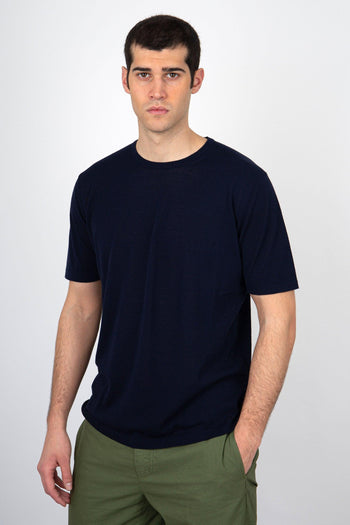 Maglia Girocollo Cotone Blu Navy - 3