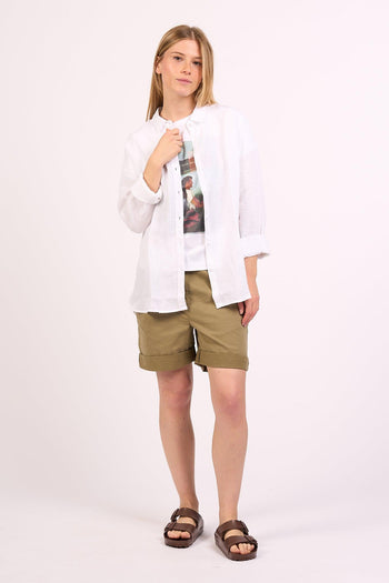 Camicia in Lino Bianco Donna - 5