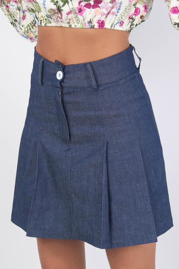 Minigonna Pieghe Chambry Blu - 8