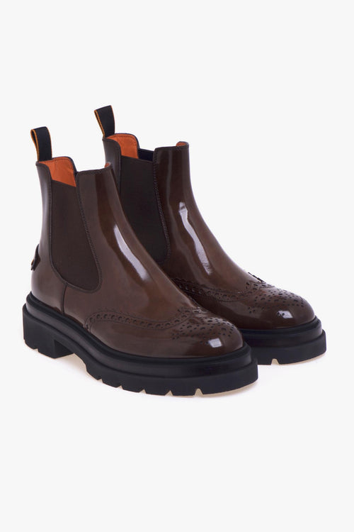 Chelsea boot stile inglese in pelle lucida effetto anticato - 2