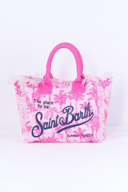 MC2 Saint Barth Shopping Canvas Palme Bianco Rosa