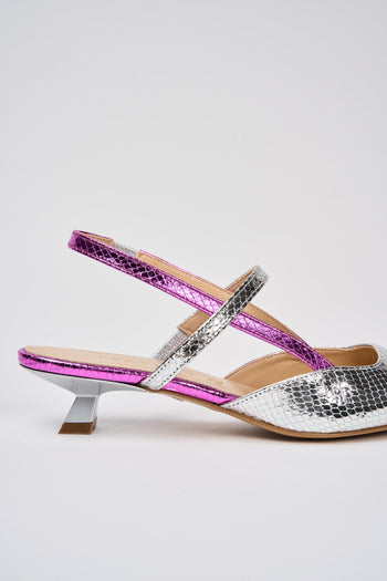 Slingback Argento+fuxia+argento Donna - 4
