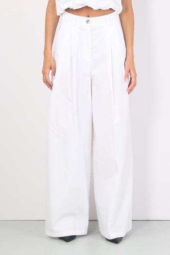 Pantalone Largo Cotone Pences Bianco - 5