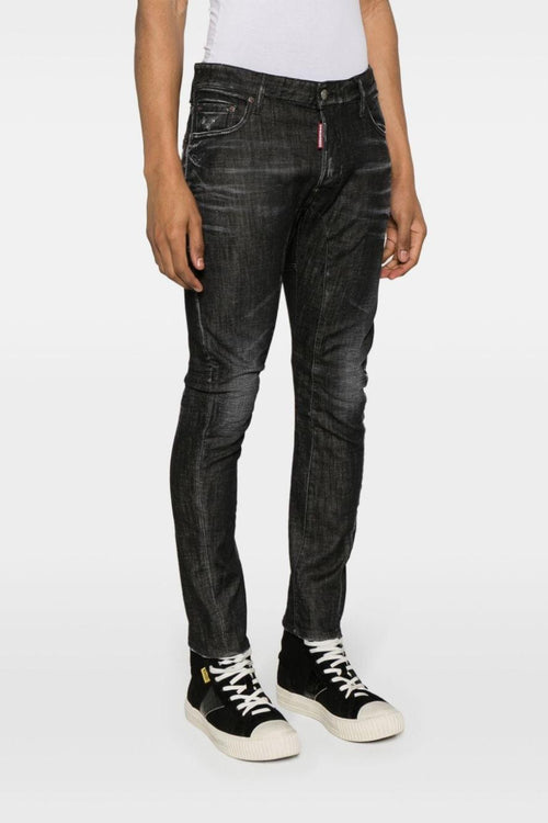 2 Jeans Nero Uomo Tidy Biker con applicazione