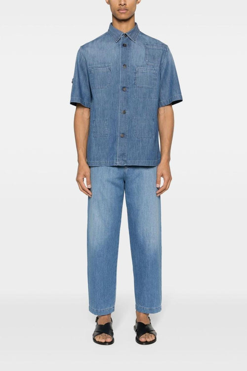 Camicia Blu Unisex denim a maniche corte