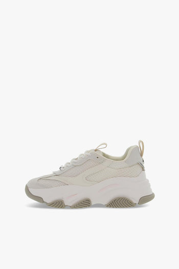 Sneakers POSSESSION-E OFF WHT GRY in tessuto e pelle beige e bianco - 3