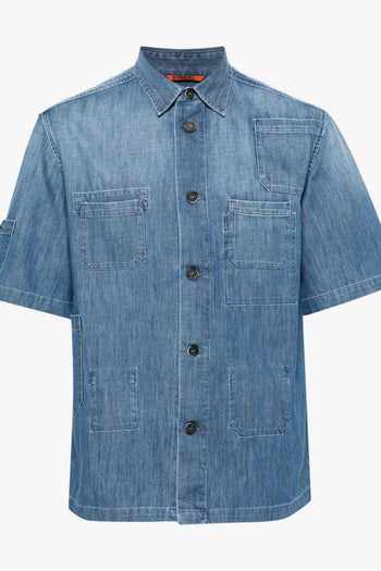Camicia Blu Unisex denim a maniche corte - 5
