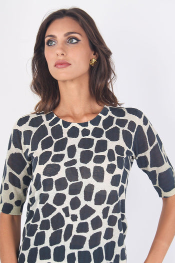 Tinatshirt Misto Lino Giraff Beige/nero - 8