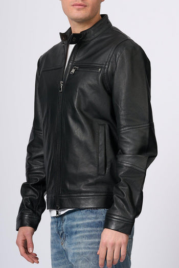 Biker in Pelle Nero Uomo - 3