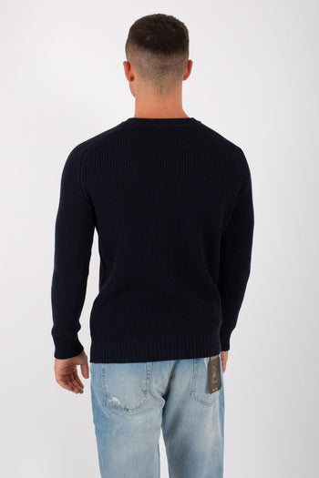 Pull Merino Fin. 7 Blu Uomo - 3