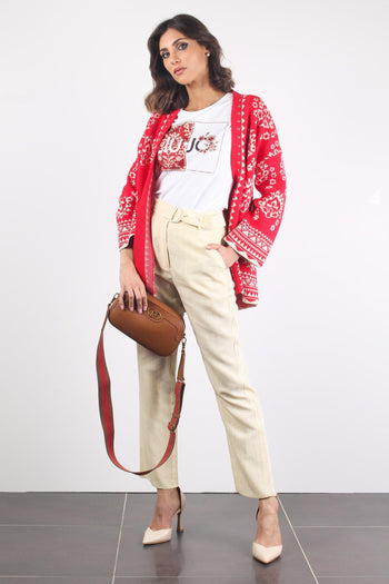 Pantalone Palazzo Cintura Ivoire/camel - 6