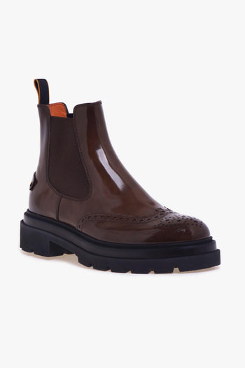 Chelsea boot stile inglese in pelle lucida effetto anticato - 4